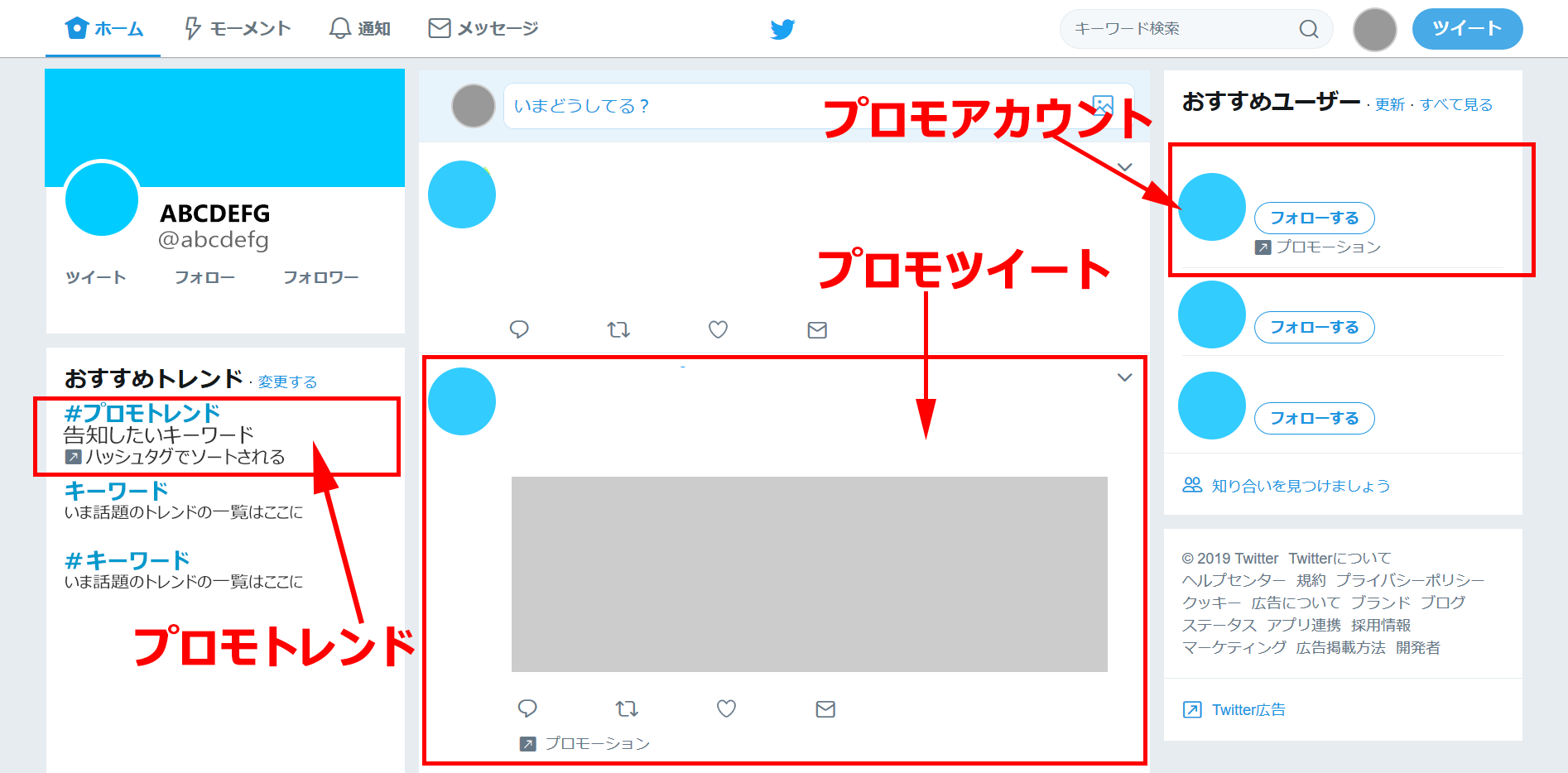 TwitterのPC画面イメージ